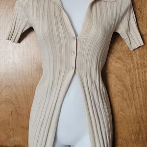 Forever 21 Beige Ribbed Button-Down Shirt